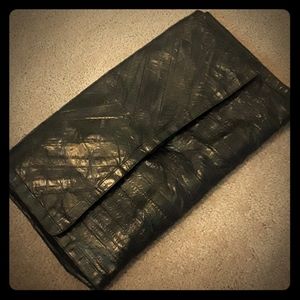 Black eel leather clutch
